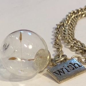 NEW wish Dandelion glass bubble charm necklace